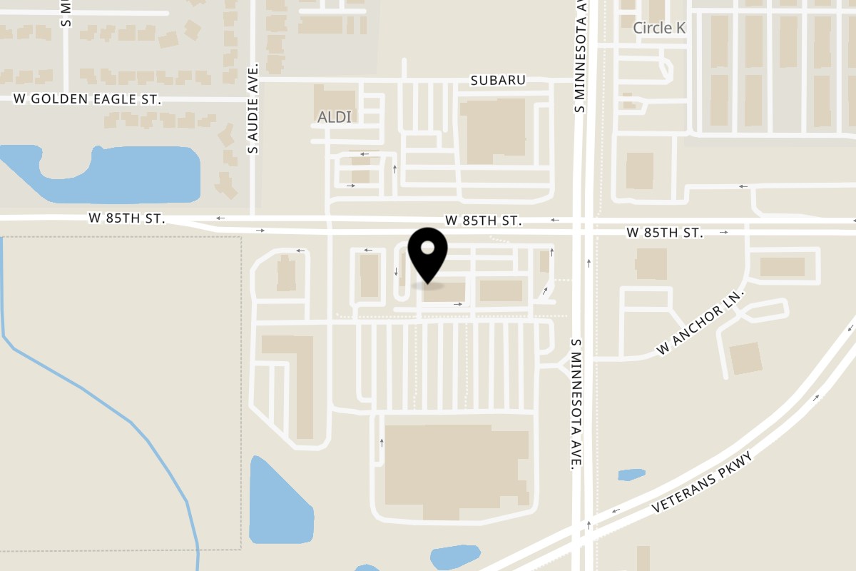 Map showing the location of La Plaza Fiesta Sioux Falls on 521 W 85th St in Sioux Falls